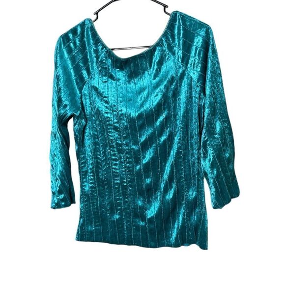 Vintage es.se Y2K Green Velvet Milkmaid Long‎ Sleeve Top - Picture 6 of 7